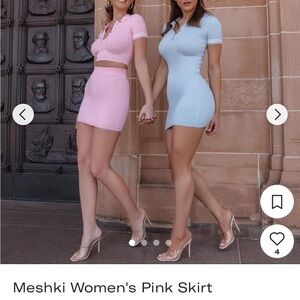 Meshki Cece Pink Ribbed Set Size XS